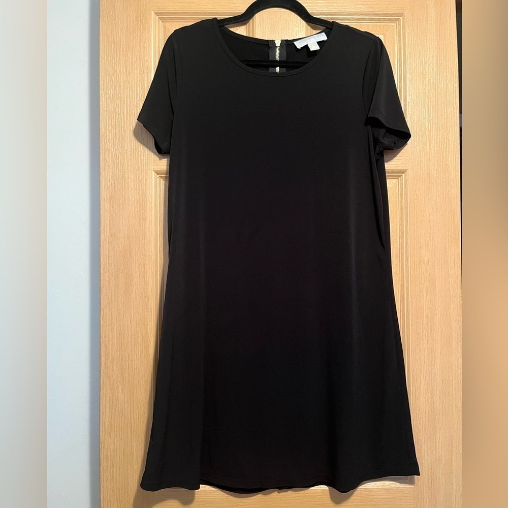 Michael Kors Black Short Sleeve Jewel Neck Shift Dress